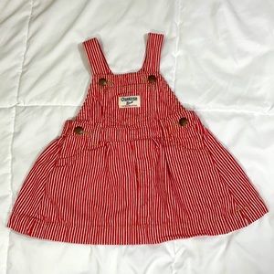 OshKosh B’Gosh Red Rail Stripe Overall Dress 12 m